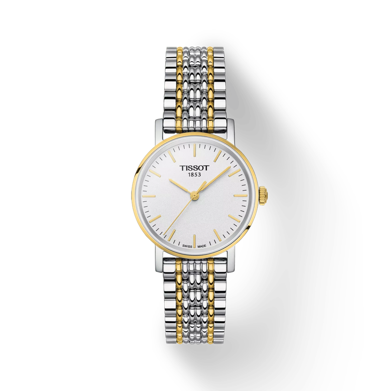 Front view of the watch Tissot Everytime 30mm with shadow