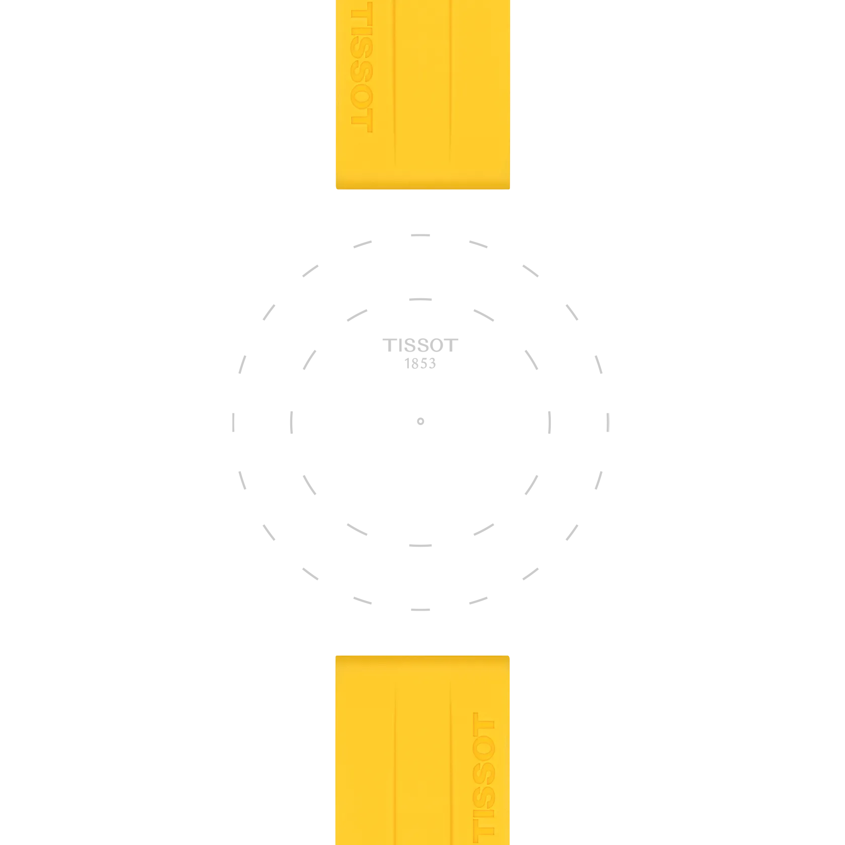Focus on the lugs of Tissot Official Silicone Yellow Strap Lugs 22 mm