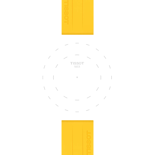 Focus on the lugs of Tissot Official Silicone Yellow Strap Lugs 22 mm