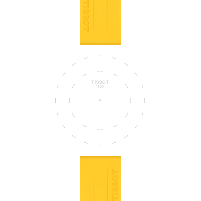 Focus on the lugs of Tissot Official Silicone Yellow Strap Lugs 22 mm