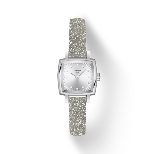 Front view of the watch Tissot Lovely Square Festive Kit with shadow