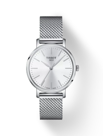 Front view of the watch Tissot Everytime 34mm with shadow