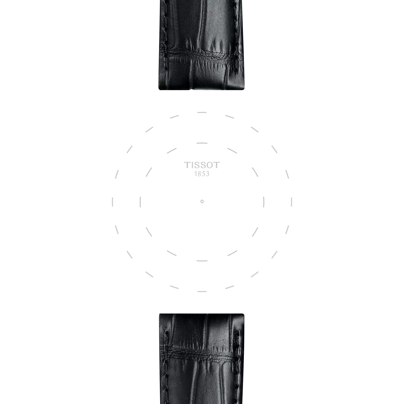 Focus on the lugs of Tissot Official Black Leather Strap Lugs 21 mm