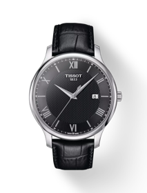 Vista frontal del reloj Tissot Tradition con sombra