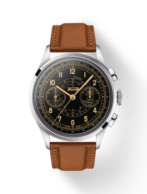Front view of the watch Tissot Telemeter 1938 with shadow