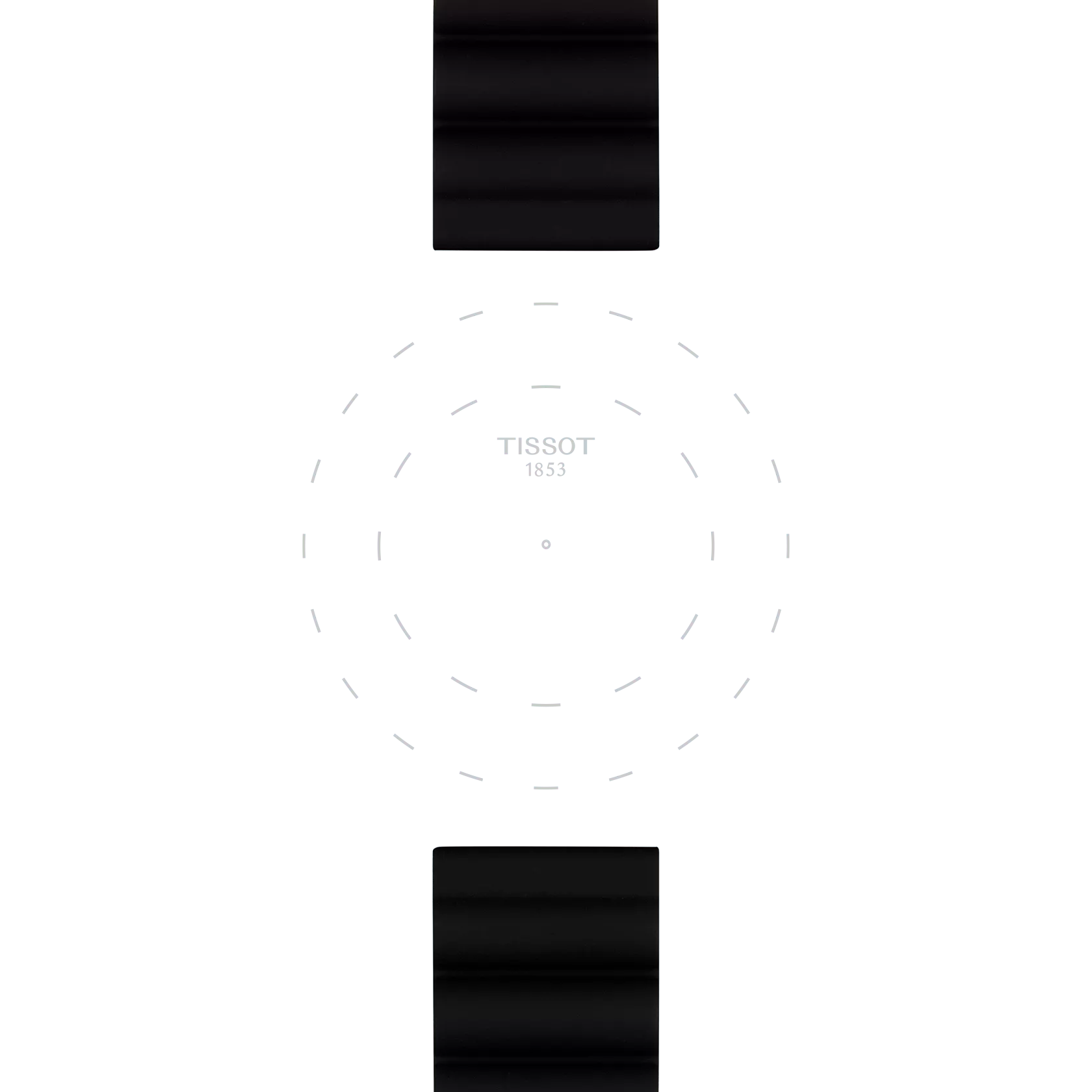 TISSOT ブラック シリコン ストラップ 22mmのラグのフォーカス