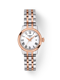Front view of the watch Tissot Classic Dream Lady with shadow