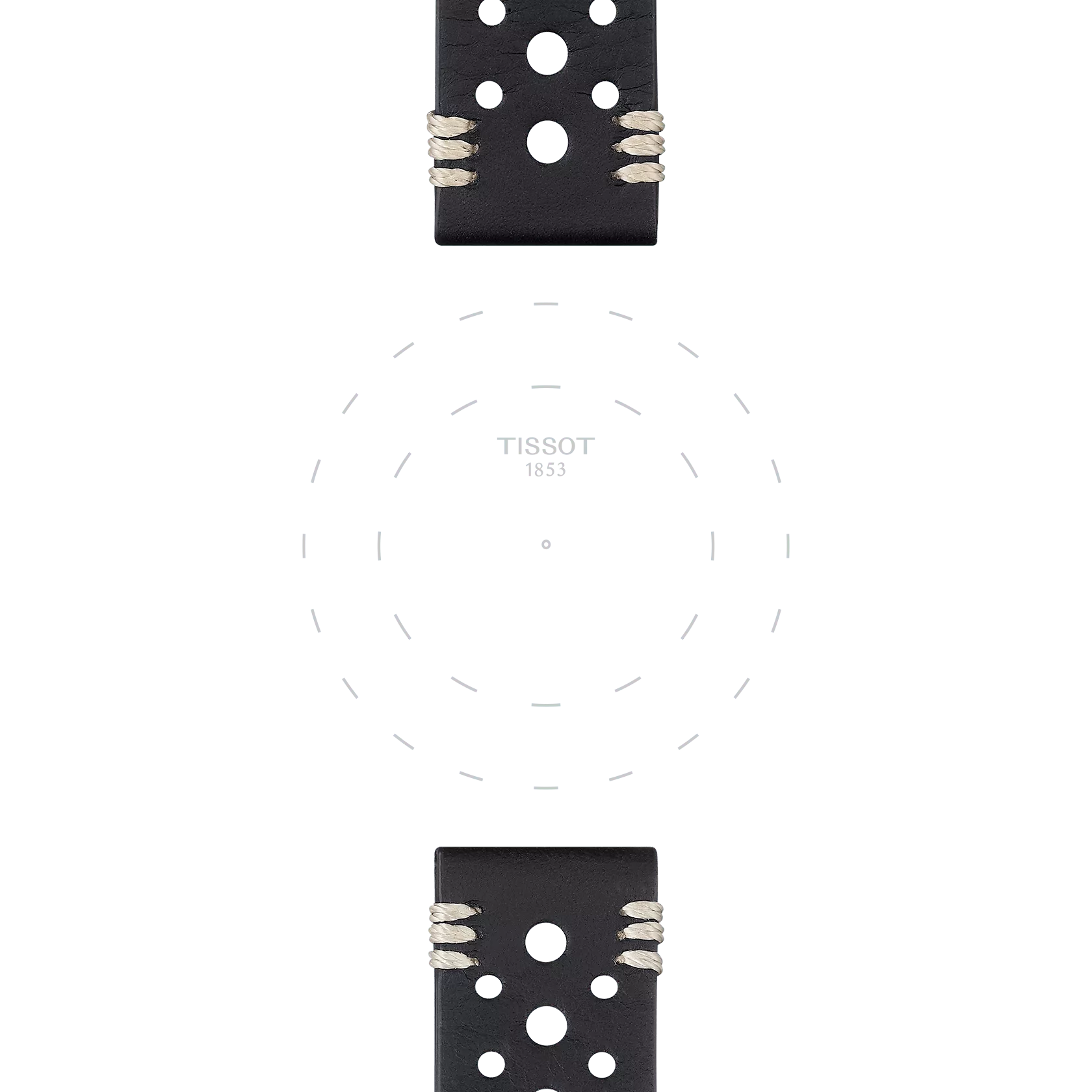 Focus on the lugs of Tissot Official Black Leather Strap Lugs 22 mm