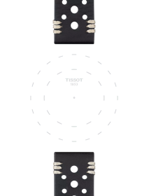 Focus on the lugs of Tissot αυθεντικό μαύρο δερμάτινο λουράκι πτερύγια 22 mm