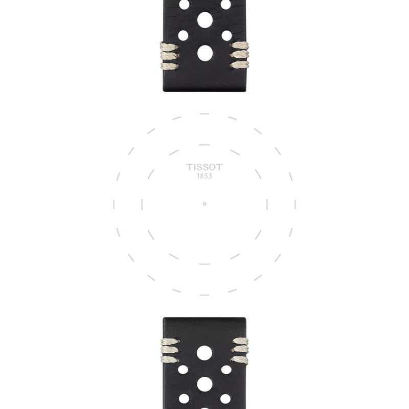 Focus on the lugs of Tissot Official Black Leather Strap Lugs 22 mm