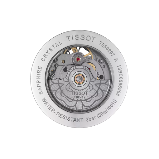 มุมมองด้านหลังของตัวเรือนนาฬิกา Tissot Lady Heart Powermatic 80