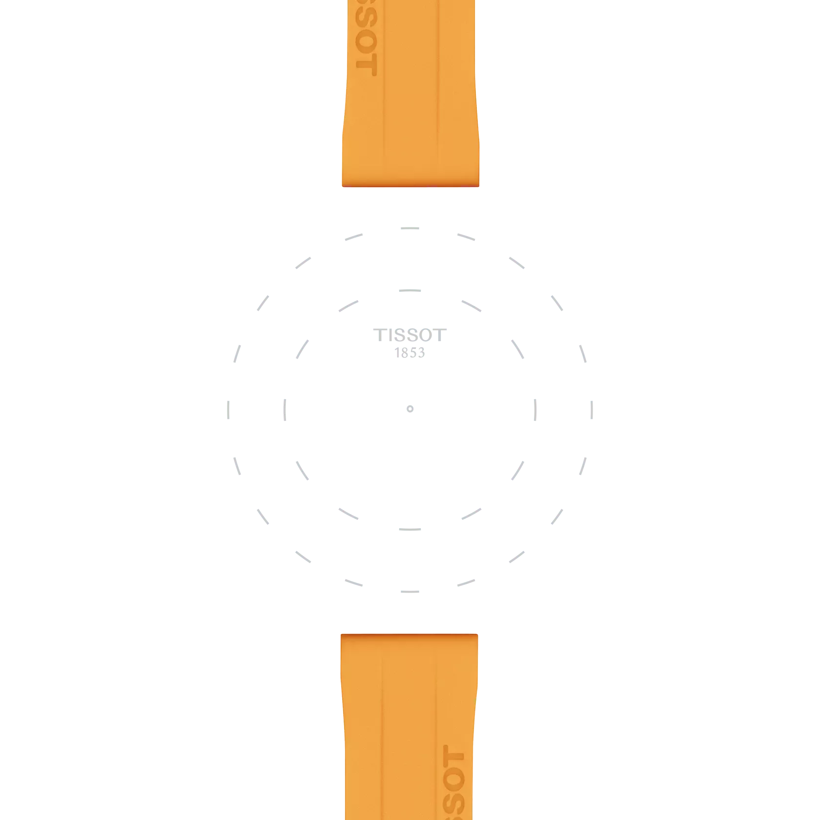 Focus on the lugs of Tissot Official Orange Silicone Strap Lugs 18 mm