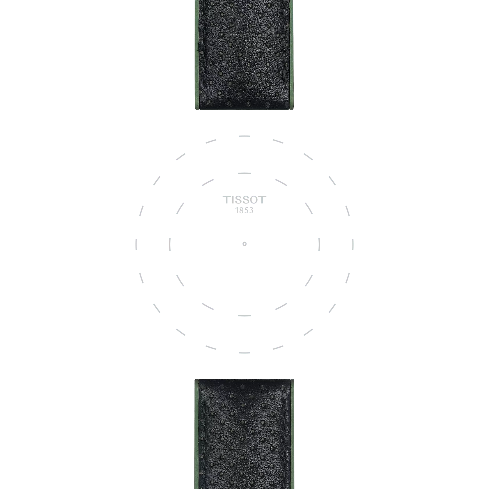 Focus on the lugs of Tissot Official Green Leather and Rubber Strap Lugs 22 mm