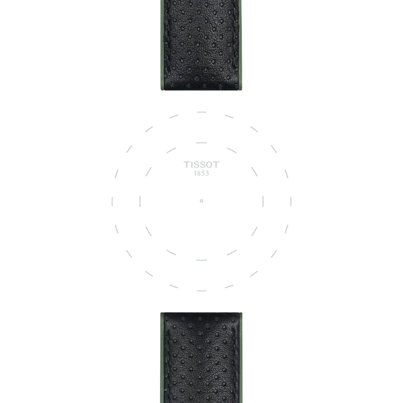 Focus on the lugs of Tissot Official Green Leather and Rubber Strap Lugs 22 mm
