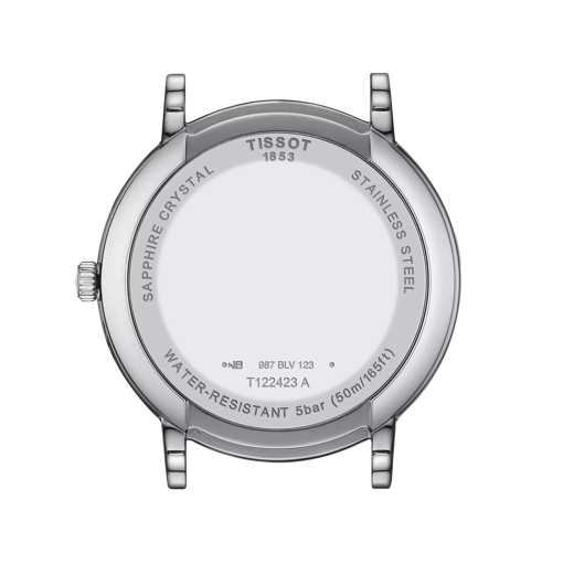 Back view of the watch case Tissot Carson Premium Gent Moonphase