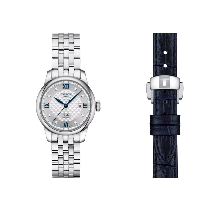 มุมมองด้านหน้าของนาฬิกา Tissot Le Locle Automatic Lady (29.00) 20th Anniversary พร้อมสายนาฬิกาเพิ่มเติม