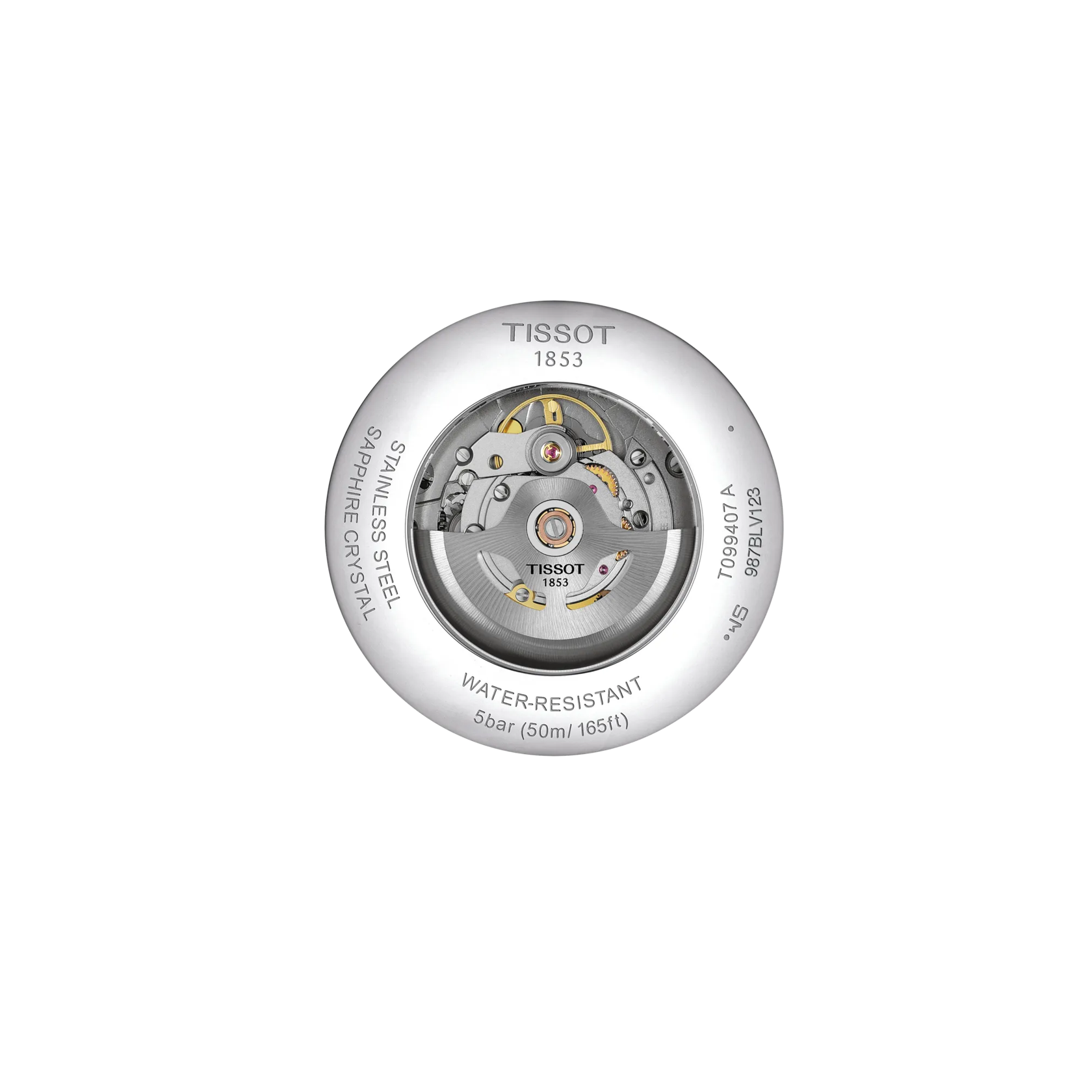 Back view of the watch case Tissot Chemin des Tourelles Powermatic 80