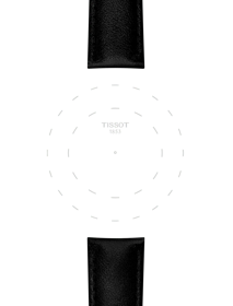 Focus on the lugs of Czarny wegański syntetyczny pasek Tissot 20 mm