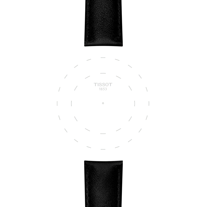 Focus on the lugs of Tissot Official Black Synthetic Strap Lugs 20 mm