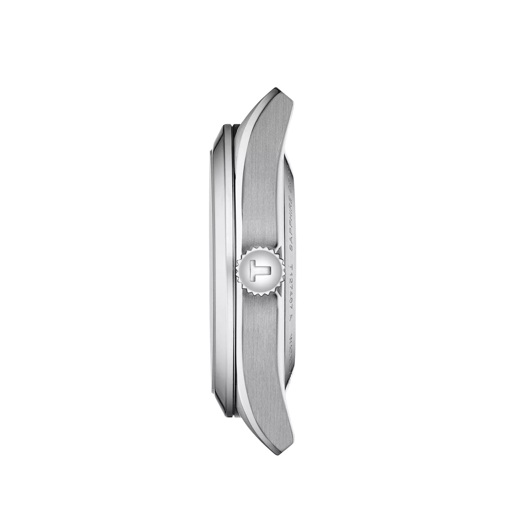 Profile view of the watch case Tissot Gentleman Powermatic 80 Open Heart