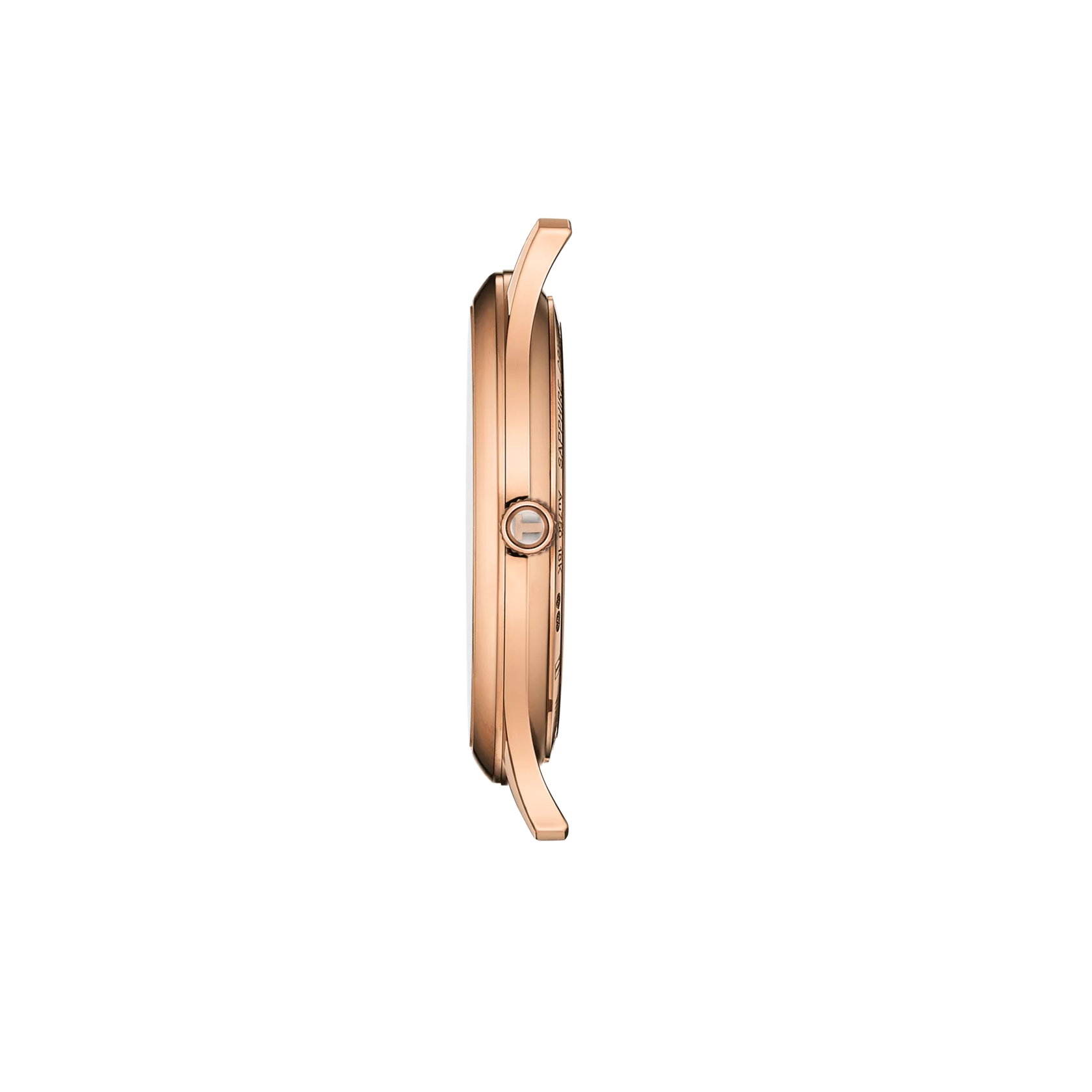 Profile view of the watch case Tissot Excellence Lady 18K Gold
