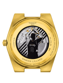 Back view of the watch case Tissot PRX Powermatic 80 Damian Lillard Special Edition 40mm