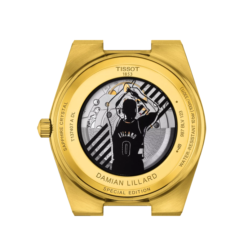 Vue arrière du boîtier de la montre Tissot PRX Powermatic 80 Damian Lillard Special Edition 40mm