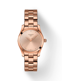 Vista frontal del reloj Tissot T-Wave con sombra