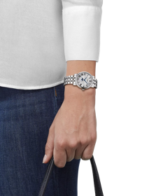 Simulation of the watch Tissot Carson Premium Lady Moonphase on a wrist