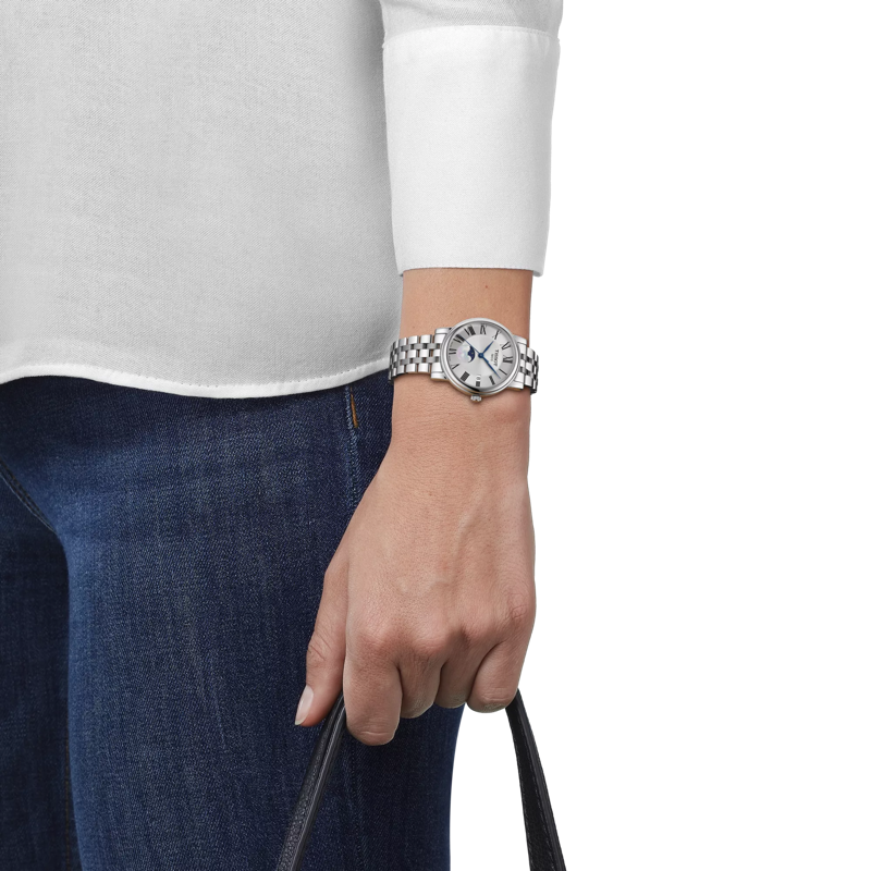 Simulation of the watch Tissot Carson Premium Lady Moonphase on a wrist