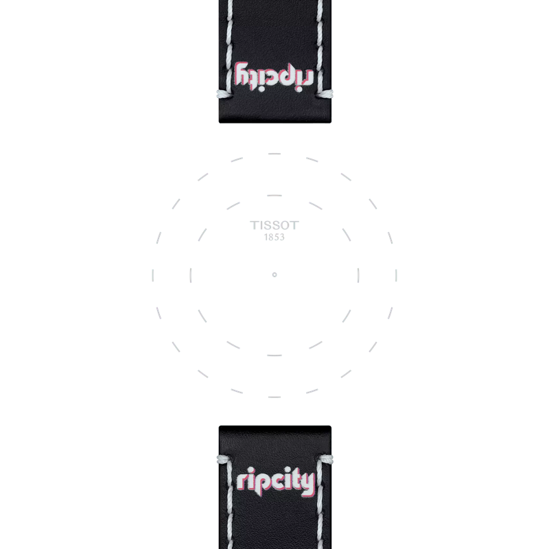 Focus on the lugs of Tissot Official Black Leather Strap Lugs 22 mm