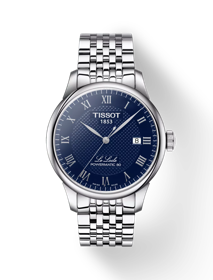 Front view of the watch Tissot Le Locle Powermatic 80 with shadow