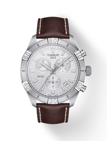 Vue de face de la montre Tissot PR 100 Sport Gent Chronograph avec ombre