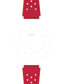 Focus on the lugs of Tissot Official Red Sideral Rubber Strap