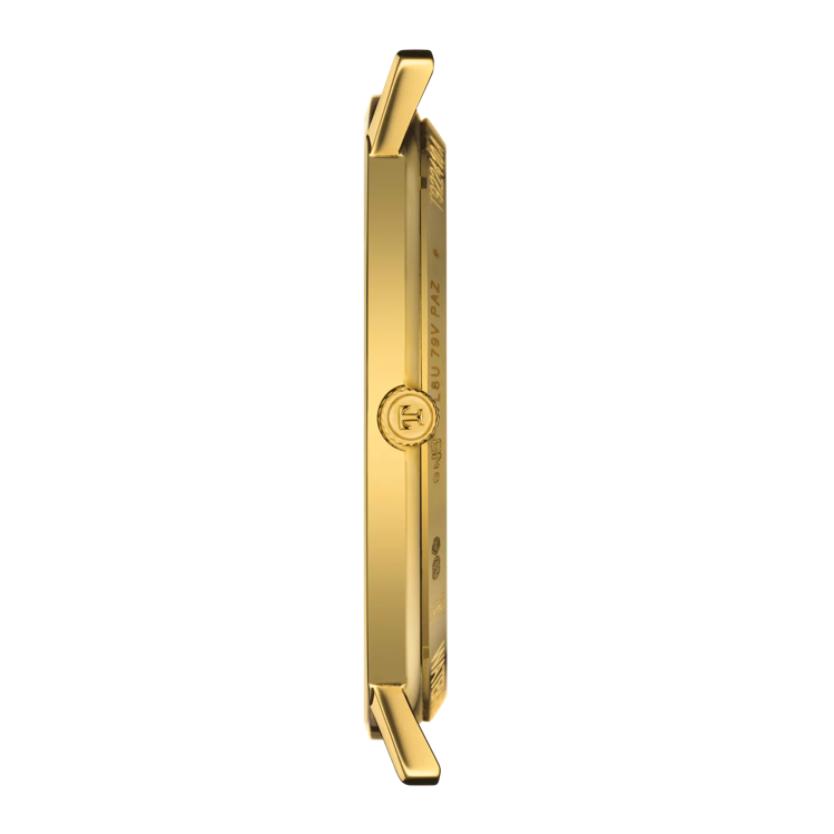 Profile view of the watch case Tissot Goldrun Sapphire 18K Gold