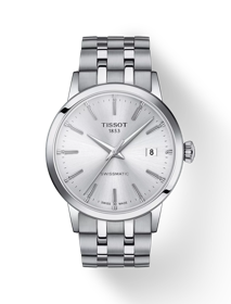 Front view of the watch Tissot Classic Dream Swissmatic with shadow