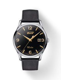Vue de face de la montre Tissot Heritage Visodate avec ombre