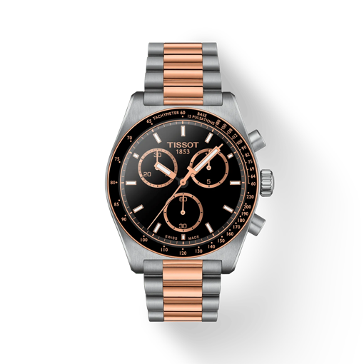 Front view of the watch Tissot PR516 Quartz Chronograph with shadow