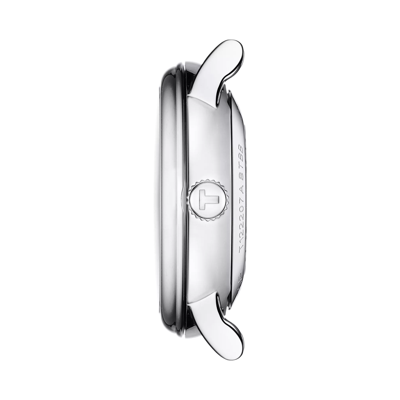 Profile view of the watch case Tissot Carson Premium Lady Automatic