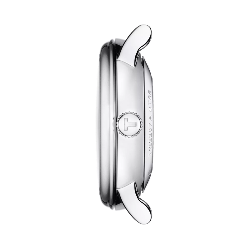 Profile view of the watch case Tissot Carson Premium Lady Automatic