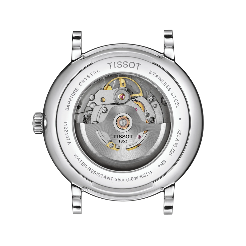 Back view of the watch case Tissot Carson Premium Powermatic 80