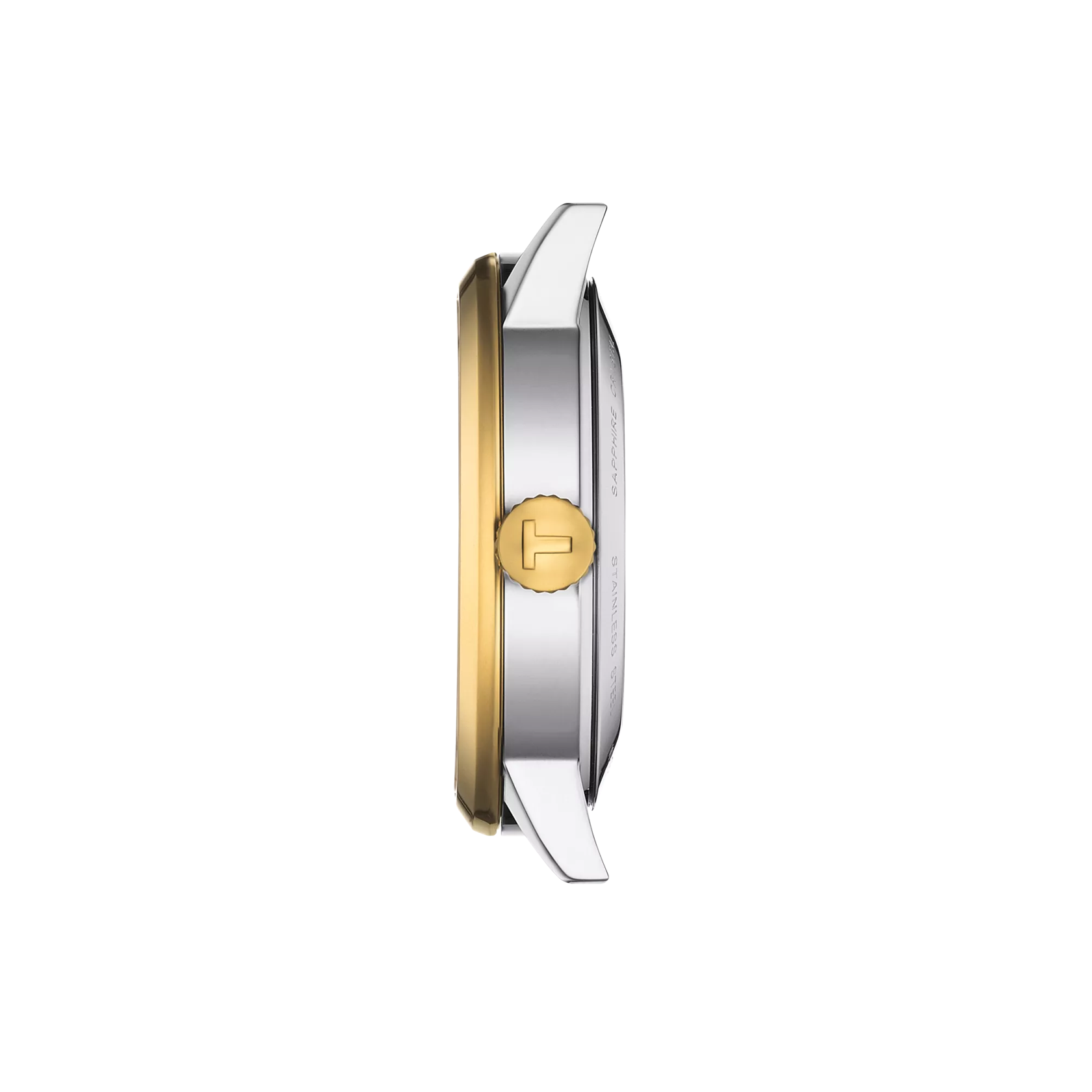 Vue de profil du boîtier de la montre Tissot Classic Dream Swissmatic