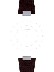 TISSOT オフィシャル ブラウン PRX 42mm レザー ストラップのラグのフォーカス