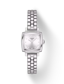 Front view of the watch Tissot Lovely Square with shadow
