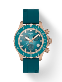 Front view of the watch Tissot Seastar 1000 Quartz Chronograph 38mm with shadow