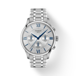 Front view of the watch Tissot Chemin Des Tourelles Automatic Chronograph with shadow