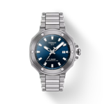 Front view of the watch Tissot T-Race Powermatic 80 41mm with shadow