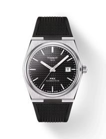 Front view of the watch Tissot PRX Powermatic 80 40mm with shadow
