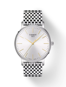 Front view of the watch Tissot Everytime 40mm with shadow