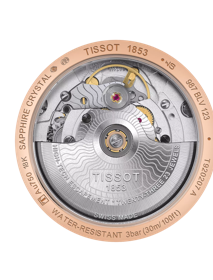 Back view of the watch case Tissot Vintage Powermatic 80 Lady 18K Gold